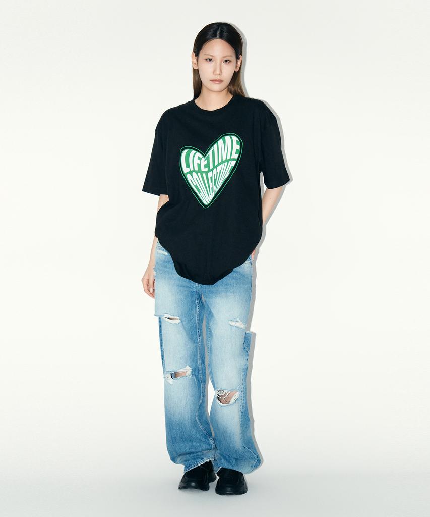 Laipeutaimkollegtibeu Big Heart Logo Short Sleeve T-Shirt Black