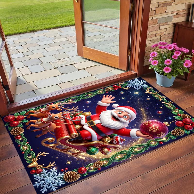 Christmas Printed Square Area Rug Soft Non Slip Floor Carpet For Bedroom Holiday Gift