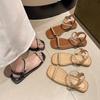 Flat-soled Sandals Female 2025 New Summer French Fairy Style with Skirt Low Heel with Beautiful Sandals