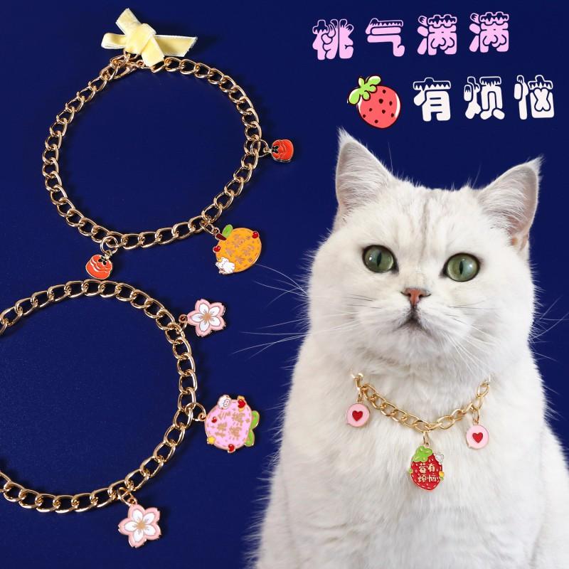 Resin Cartoon Pet Charm Necklace Cat Dog Lover - Orange Fortune Strawberry Peach Butterfly Bow Pendant