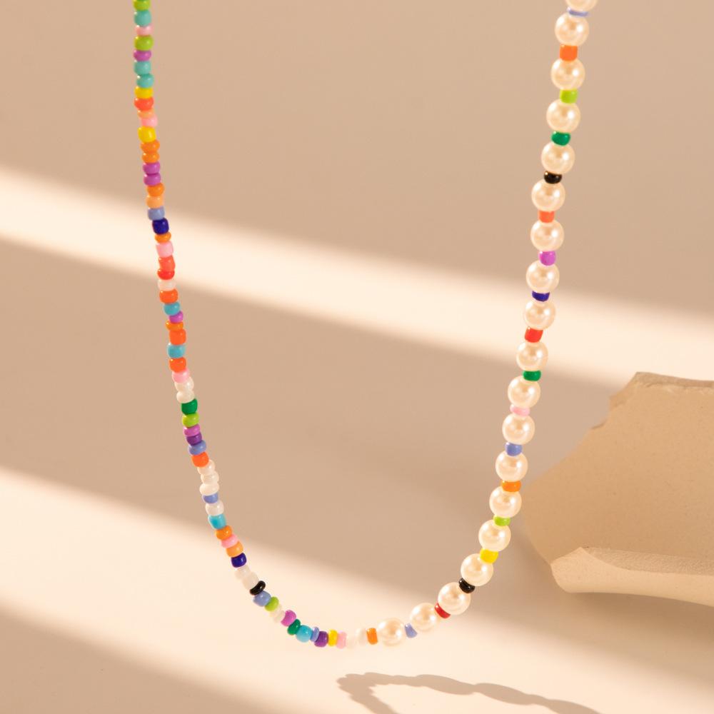 Beaded Colorful Chic Necklace With Imitation Pearls For Women Perfect For Wear Autumn