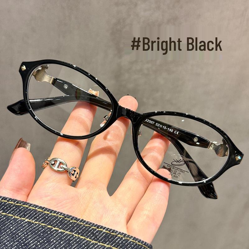 Oval Nerdy Glasses for Women: Retro Japanese Style, Anti-Blue Light, Saturn Design, Prescription Compatible.