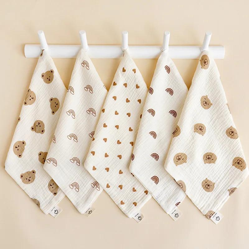 1/5 st Baby Ansiktshandduk Set - Nyfödd Bomull Muslin Artiklar Inkluderar Haklappar Näsdukar Mjuka Dregelhanddukar & Matningsrapdukar
