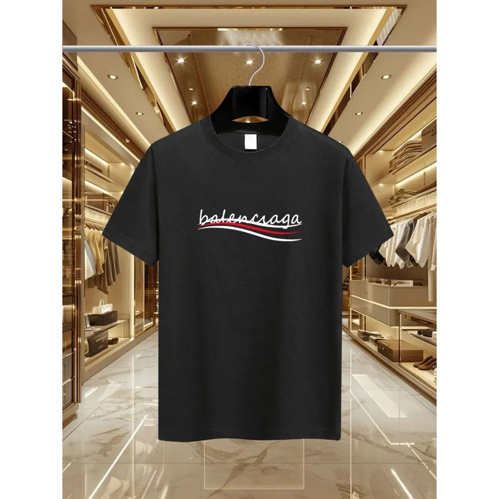 Parisian printed men's T-shirts, men's short-sleeved round-neck casual tops, international urban trends for summer and spring me