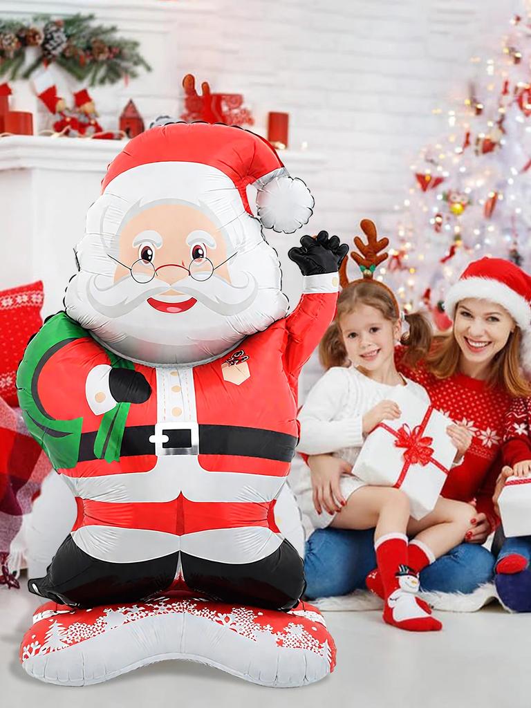 1pc Standing Santa Claus Foil Balloon, Christmas Decoration, Christmas Theme Party, Theme Holiday Party, New Year Party Family