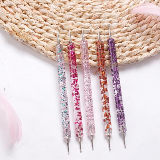 5Pcs/Set Nail Dotting Pen Double Head Sequins Handle Acrylic UV Gel Painting Drawing Manicure Art Dot Point Pen for Beauty