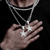 HipHop Punk Style Shiny FivePointed Star Pendant DIY with Cuban Chain Tennis Rope Chain Unisex Gift Jewelry Accessory Men Women