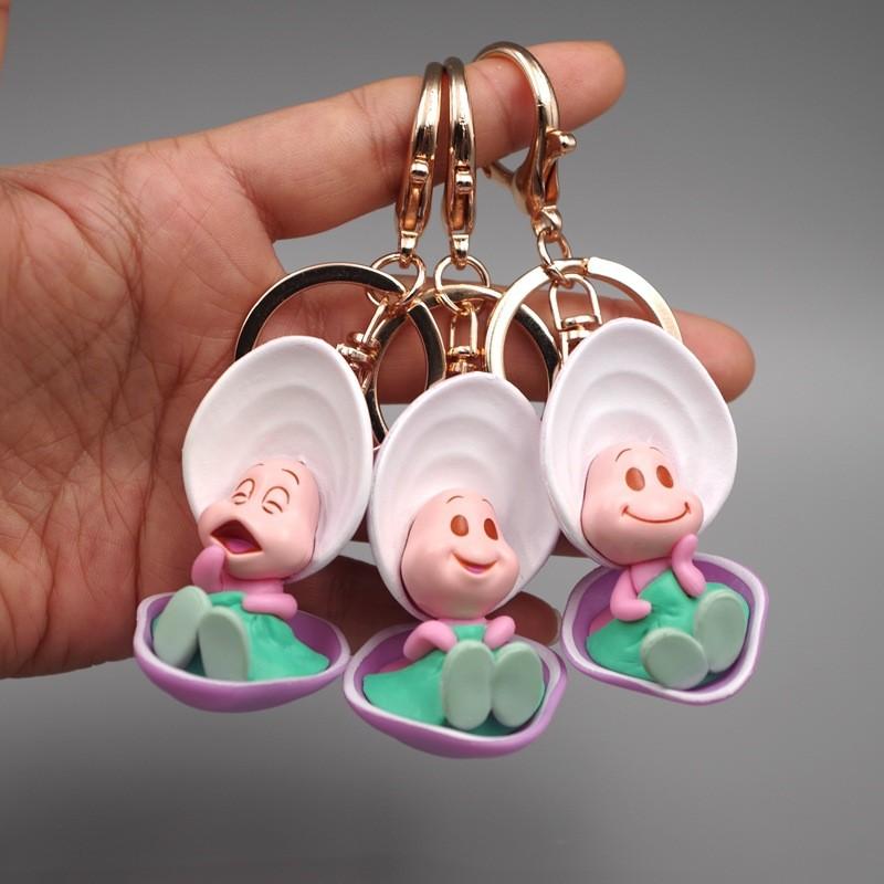 Oyster Shell Baby Car Keychain With Cartoon Animal Design For Kids Gifts