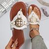 Nieuwe Dames Slippers Sandalen met Decoratieve Knoppen Zomer Platte Schoenen Modieus Design
