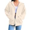 Women's Fashion Casual Solid Color Sweatshirt Autumn/Winter Long Sleeve Pocket Cardigan Jacket Zipper Hoodie Coat