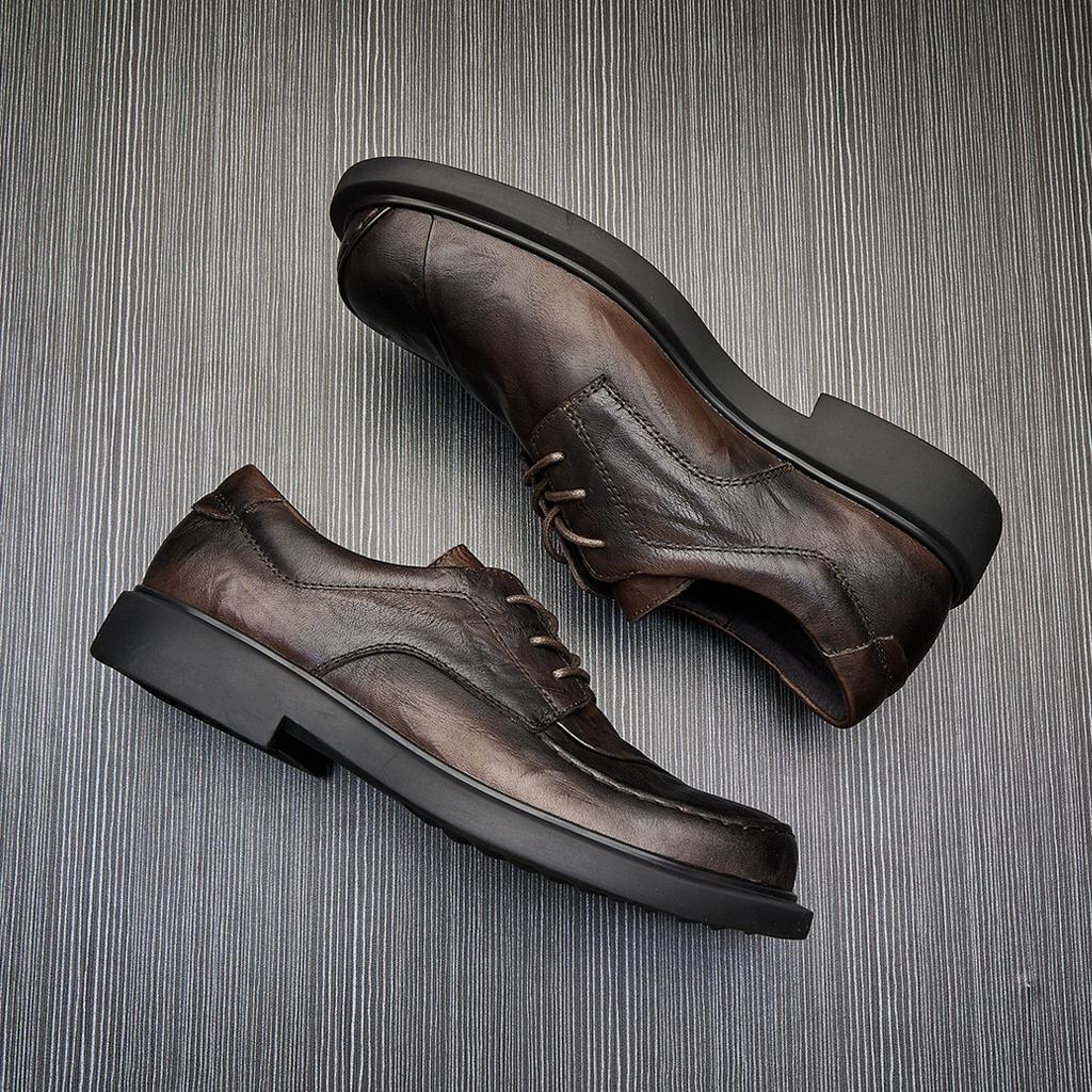 Casual Small Leather Shoes Men'S Genuine Leather Business One-Pedal Men'S Shoes Green Round Head Casual Fashion Shoes