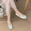 Sheepskin single shoes for women's spring and summer new rhinestone square buckle temperament flat Mary Jane small leather shoes for women
