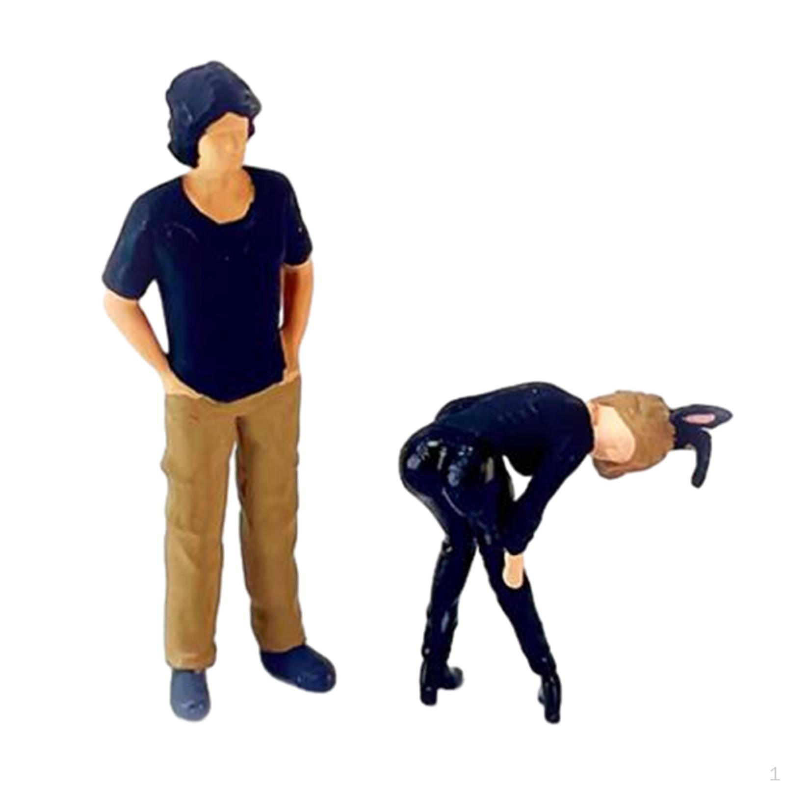 2Pcs 1/64 Diorama Figure Character Dancer Bunny Girl Handpainted Movie Props Resin Miniature Layout