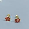 Stainless Steel Five-Petal Flower Drop Oil Earrings with Twist Screw Anti-Loss Design