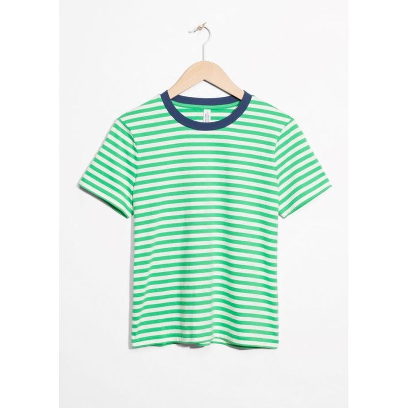 

Футболка Нишевый стиль Летняя с круглым вырезом Полоска Короткий рукав Органический хлопок Green (small amount of In Stock) 34