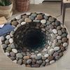 3D Vision Stone Round Area Rug,Carpet Rug for Living Room Bedroom Sofa Playroom Decor,Non-slip Floor Mat