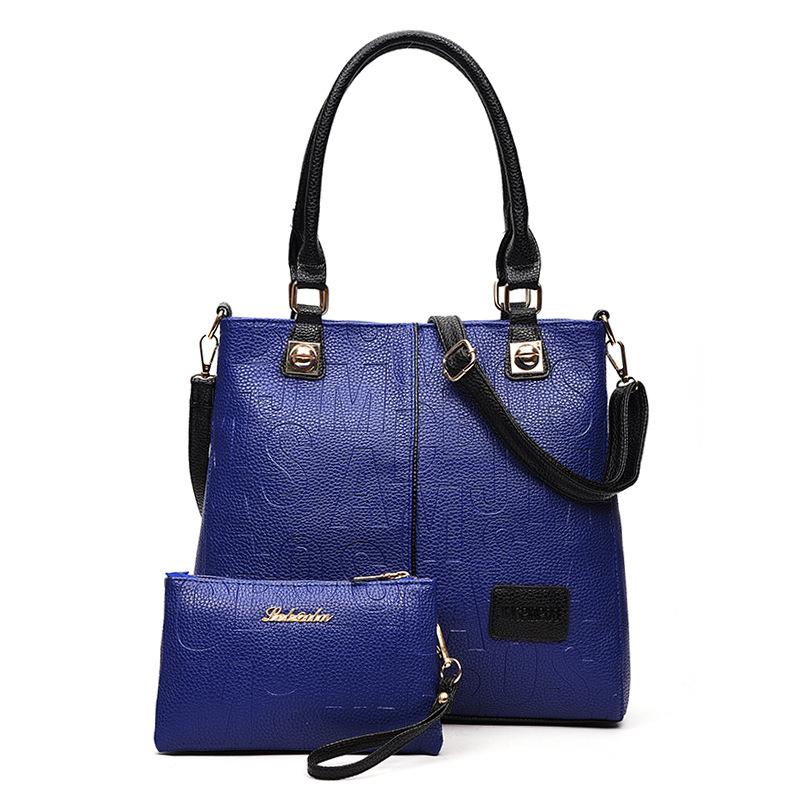 

Новая модная женская сумочка, сочетающая цвета, наплечная сумка, сумка мать и дитя , рельефная вместительная сумка-мессенджер, сумка на запястье синий