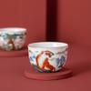 Dehua Yangzhi Jade Cylinder Nine Peach Master Large Alum Red Gold-embellished Chinese Single Cup Retro Style Tea C