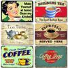 Vintage Coffee Metal Tin Sign Decorative Plate Retro Tea Time Metal Poster Home Bar Cafe Indutrial Decor Old Wall Metal Signs