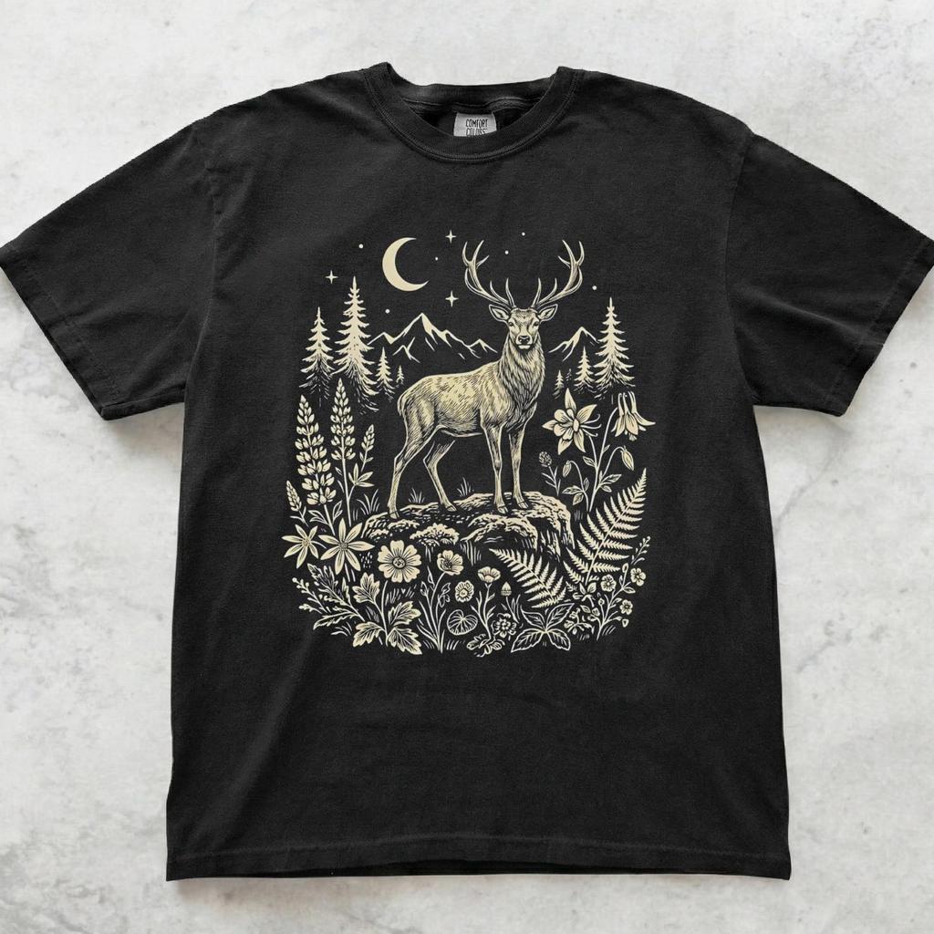 Vintage Deer Shirt, Woodland Wildlife Graphic Tee, Nature Lover ForesT shirt, Rustic Animal Art T shirt