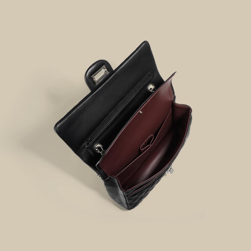 Top Layer Sheepskin Small Fragrance Style Bag Women's Bag Textured One-shoulder Crossbody Bag Diamond Chain Bag