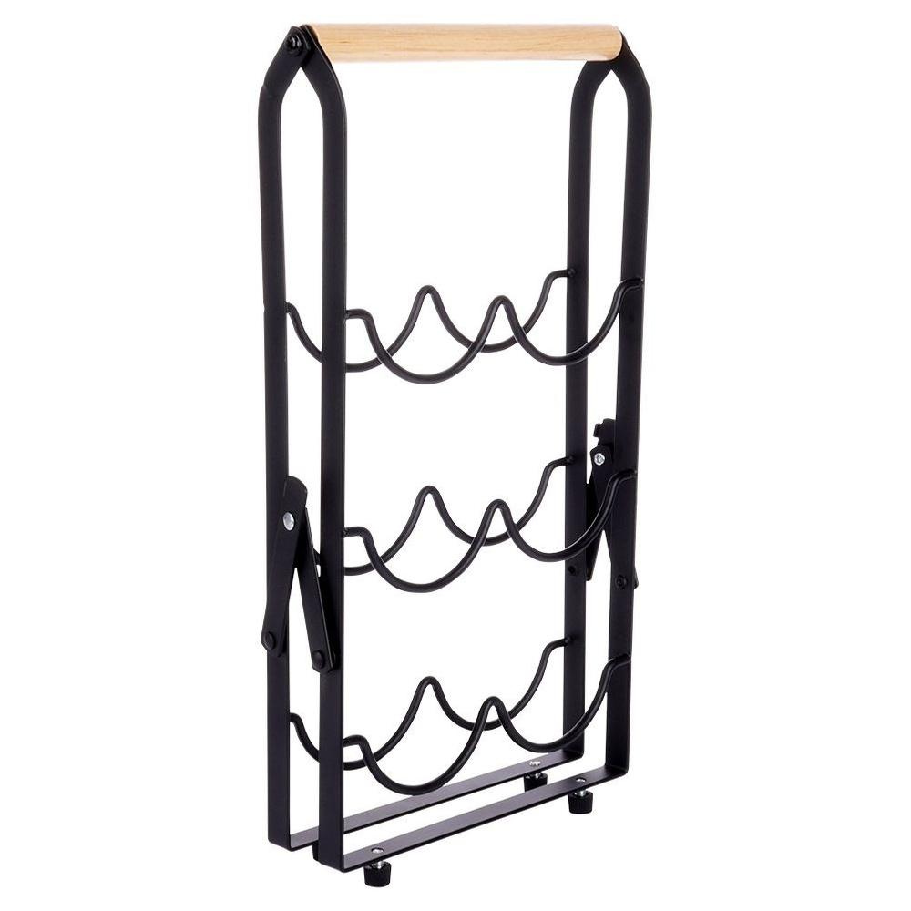 Black metal wine rack for 6 bottles 21x38 cm