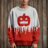 Pánský svetr pulovr s dlouhým rukávem ležérní pletený svetr nadměrné velikosti s halloweenským potiskem