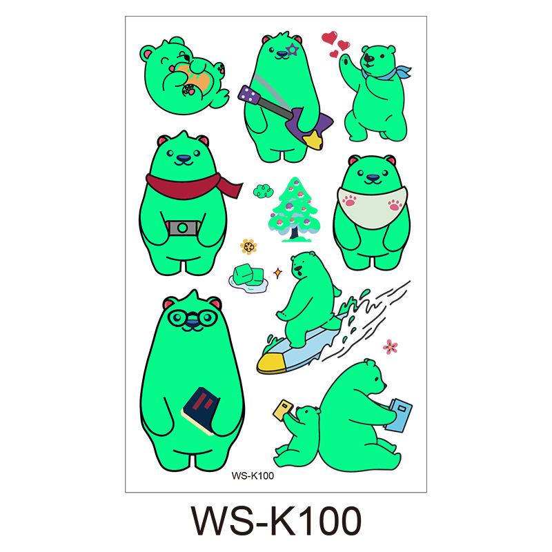 

Детская мультяшная светящаяся в темноте татуировка с флуоресцентной зеленой водонепроницаемой бонусной наклейкой