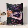 1Pc Floral Fantasy Garden Flannel Blanket, Soft And Comfortable, Casual Warm, Camping Travel, Christmas, Halloween Xmas Gift S1517