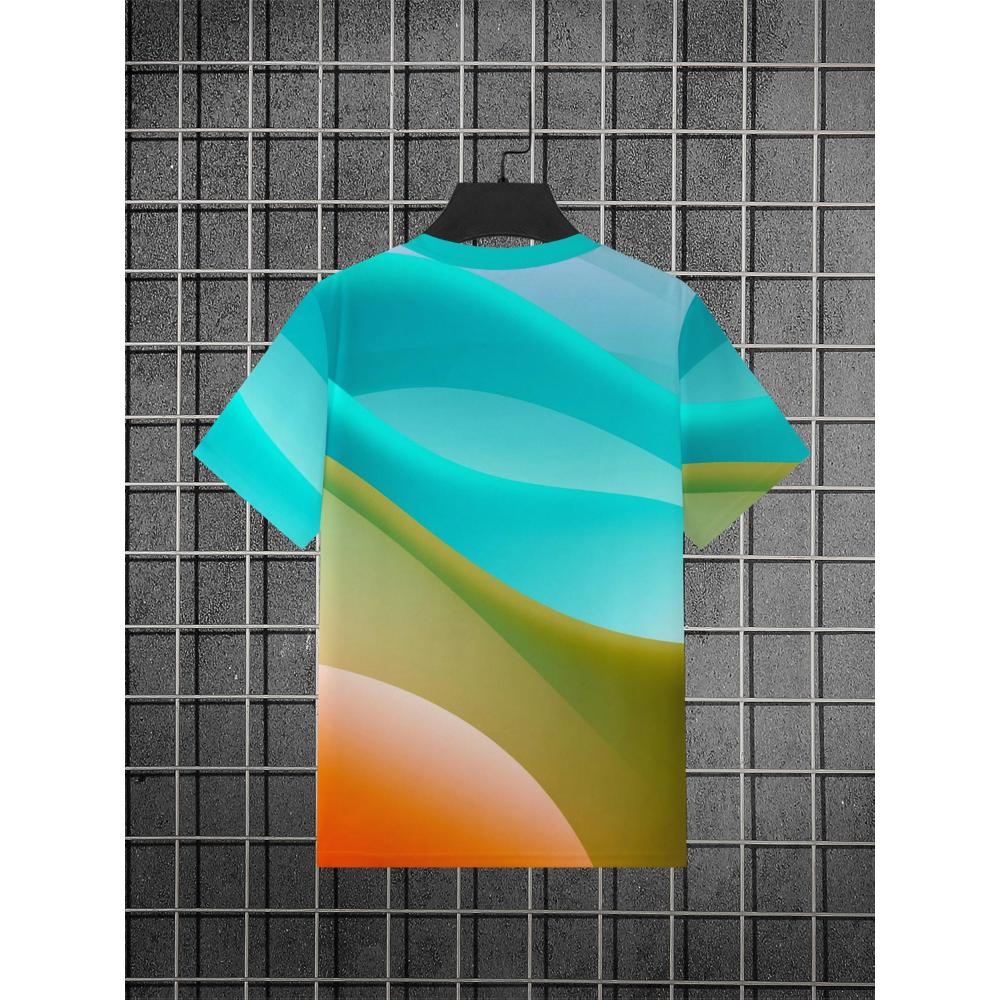 Men's casual sports T-shirt featuring a distinctive print—a street-style casual summer top that is machine washable.