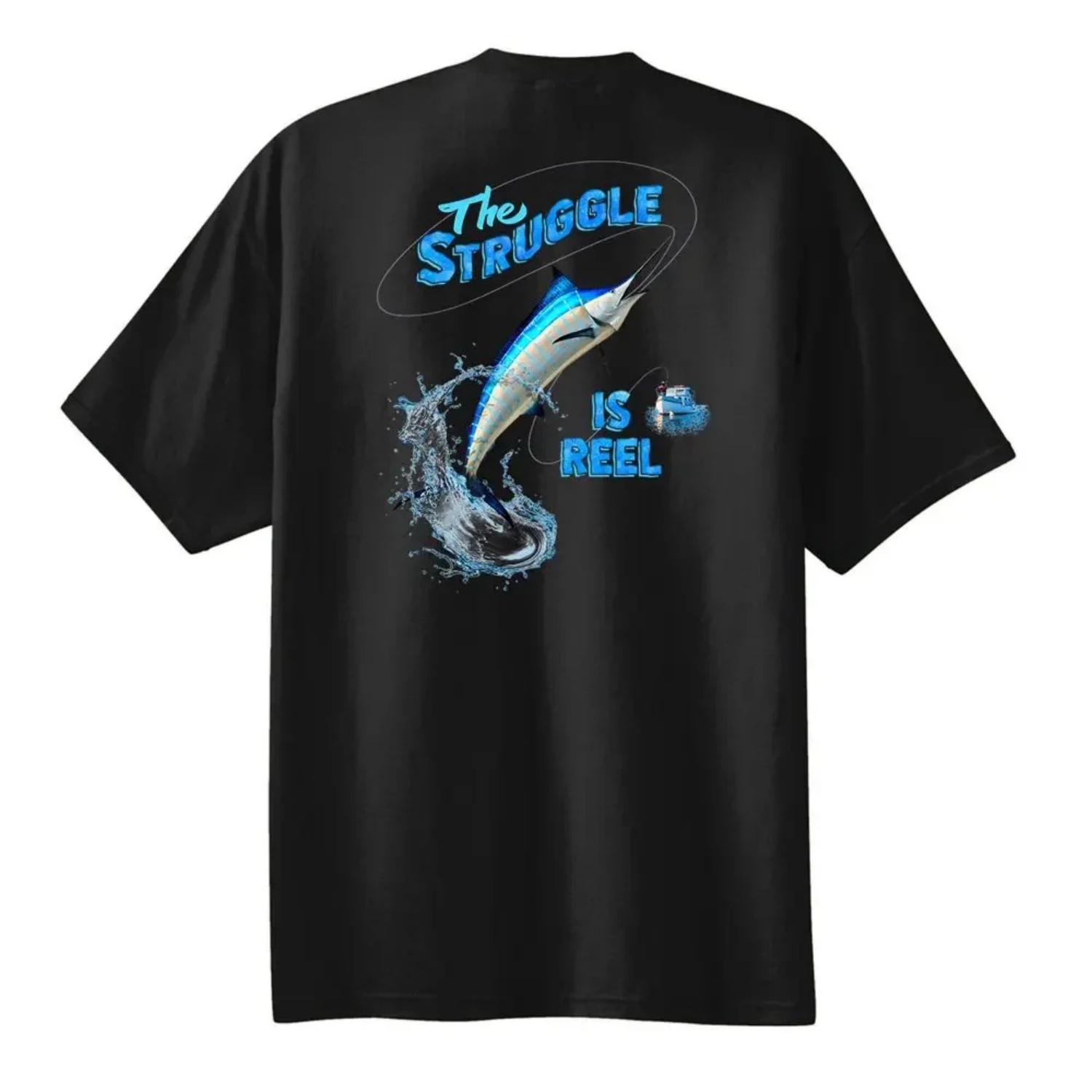 

The Struggle Is Reel Fishing Fishman Angler Gift T-Shirt 100% Cotton O-Neck Summer Short Sleeve Casual Mens T-shirt Size S-3XL S чёрный