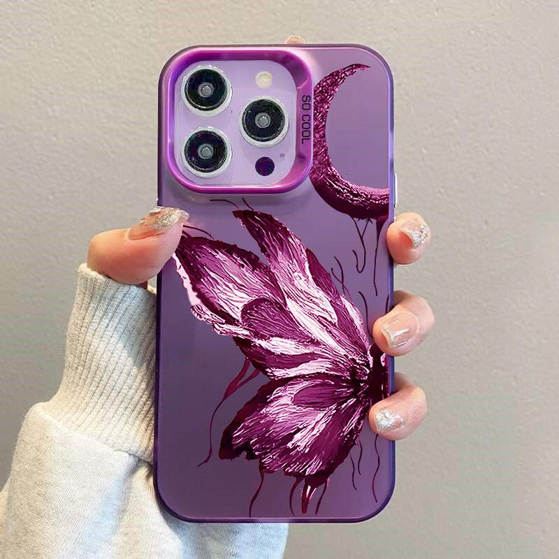 Art Oil Painting Vintage Butterfly Phone Case for IPhone 13 12 14 15 Pro Max 11 12 13 Mini 14Plus Retro Shockproof Cover Coque