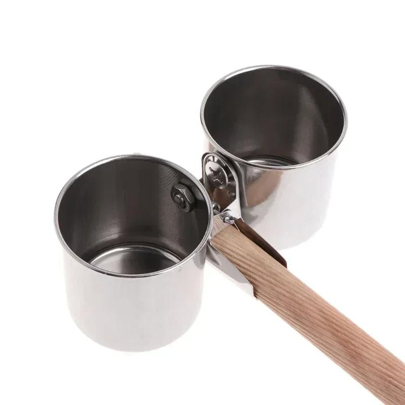 Bird Feeder Cup with Clamp Stainless Steel Feeding Dish Food & Water Bowl for Parrots African Greys Budgies Window Bird Feeder