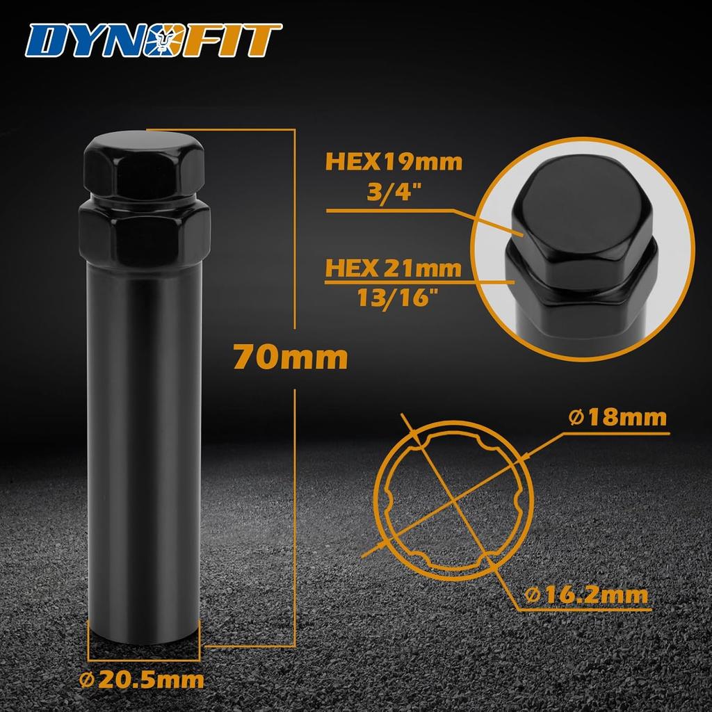 DYNOFIT 6 Spline Tuner Lug Nuts Key For Wrench With 3/4 Inch (19Mm) And 13/16 Inch(21Mm) Hex, Aftermarket Spline Lug Nut Socket Replacement Tool For