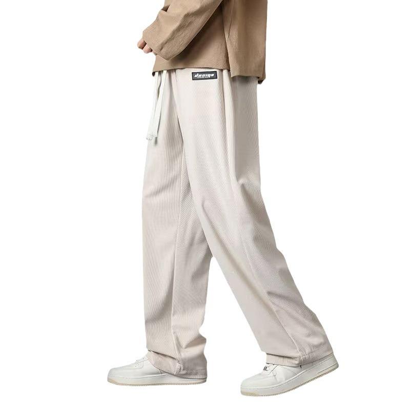 Corduroy pants men's spring and autumn loose straight wide-leg sweatpants men's trendy brand velvet sports casual trousers