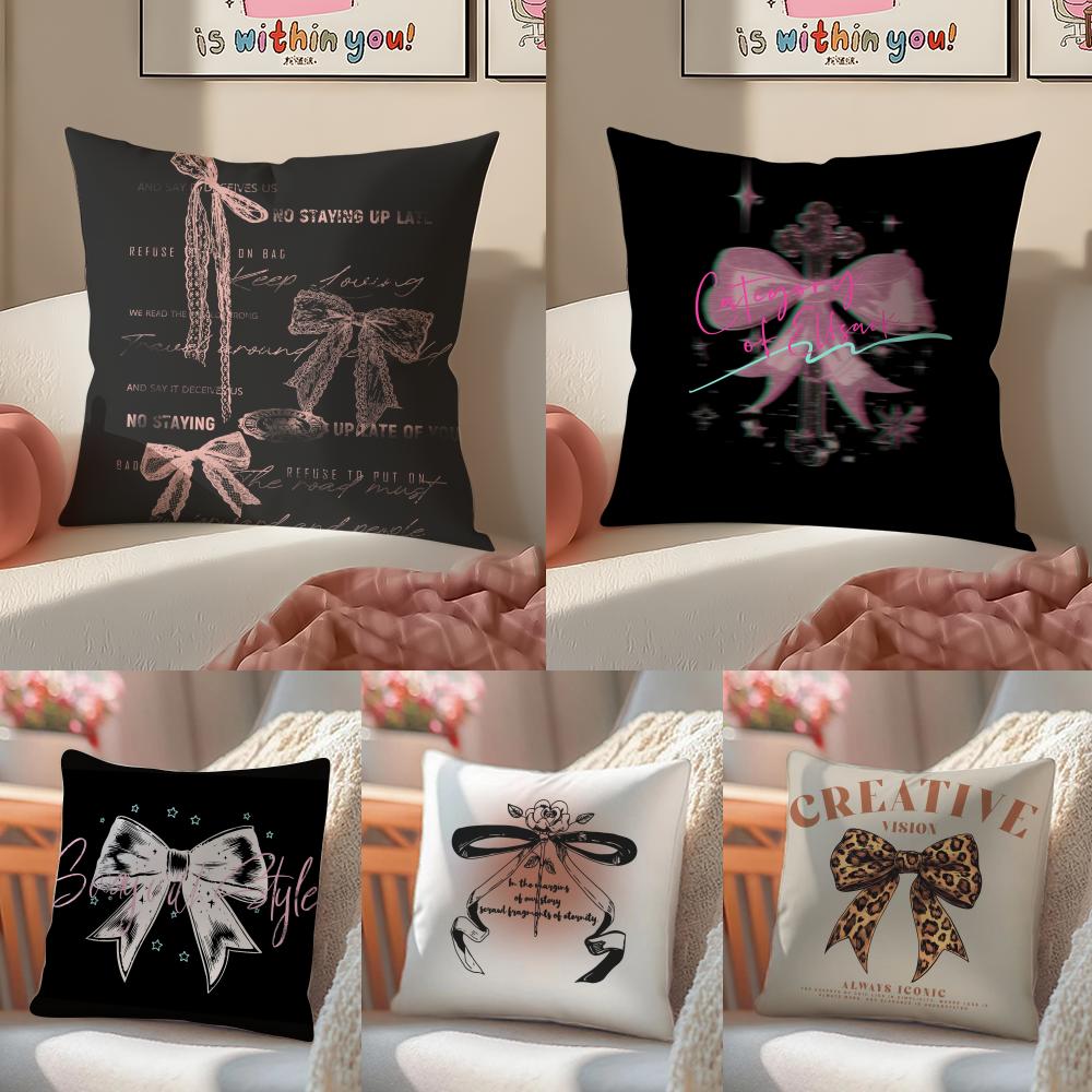 Beautiful Trendy Korean-Style Bows Pillow Case Sofa Living Room Bedroom Headboard Backrest Cushion Square Cushion