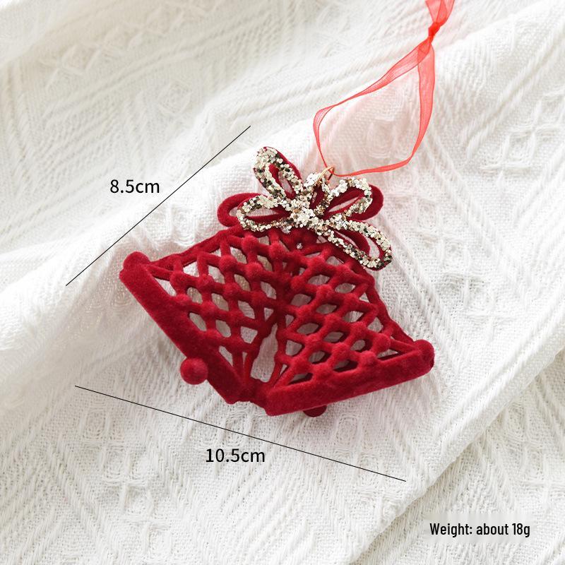 NUCHI Christmas Decoration: Red Flocked Reindeer Bell Ornament for Tree