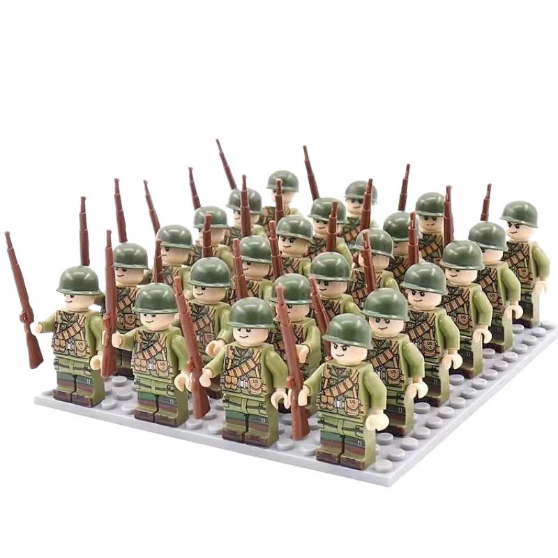 24PCS/SET WW2 Military Soldiers Rifle Weapons Gun Figures Parts Blocks Assembly DIY Model Building Kits Toys