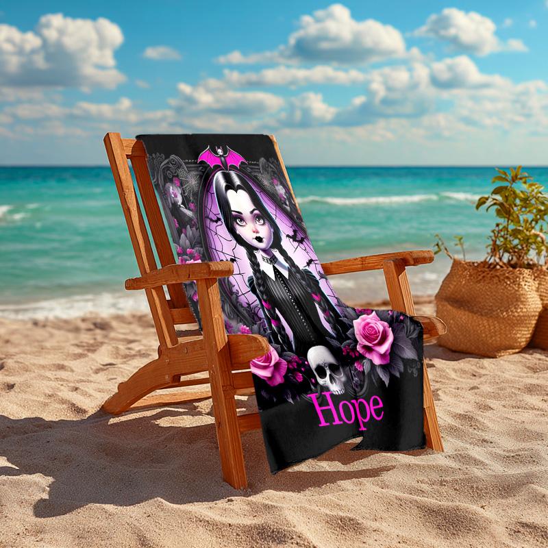 Personalized Customized Proof Beach Towel with Wednesday Addams Pattern - Soft, Absorbent,quick-drying,perfect Swimming,camping&bathing