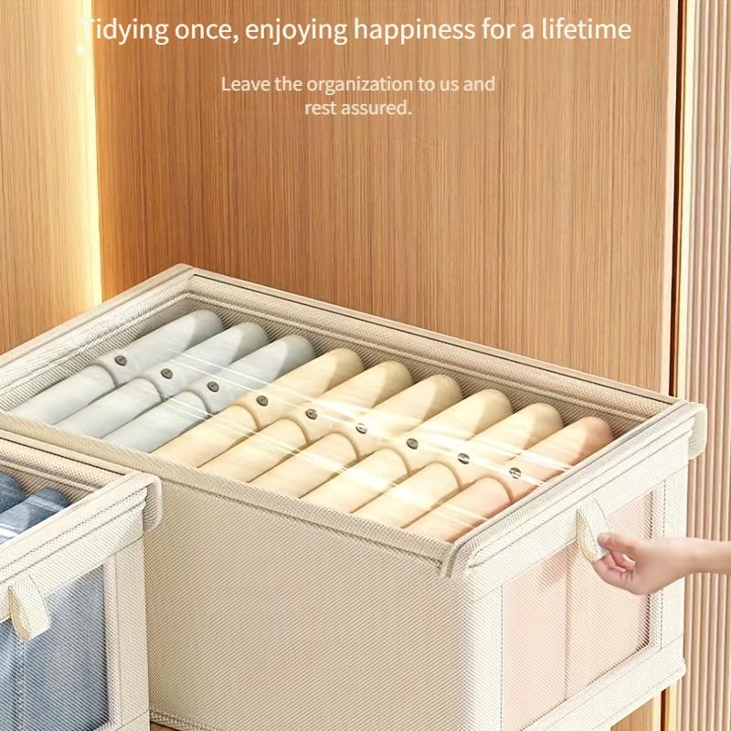 Large Capacity Oxford Fabric Clothes Organizer with Small Window - Modern Flip Top Clothes and Underwear Organizer, Multi-functional