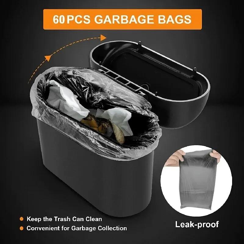 Car Flip Top Trash Can Interior Trash Storage Organizer Storage Box Black ABS Square Universal Organizer Interior Accessories