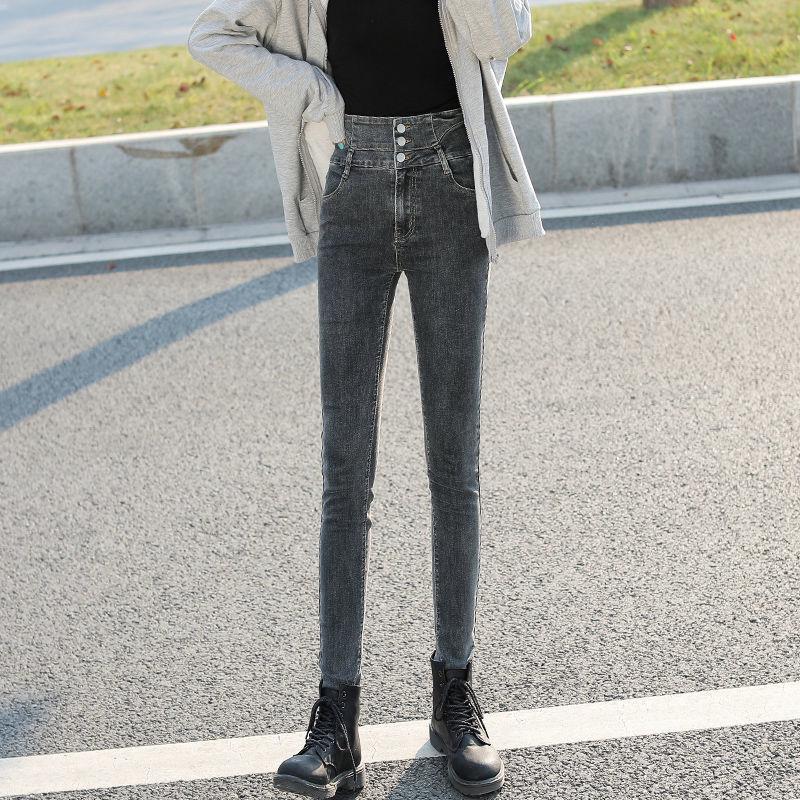 2026 Women s Plus Velvet High-Waisted Slimming Skinny Denim Pants 5XL