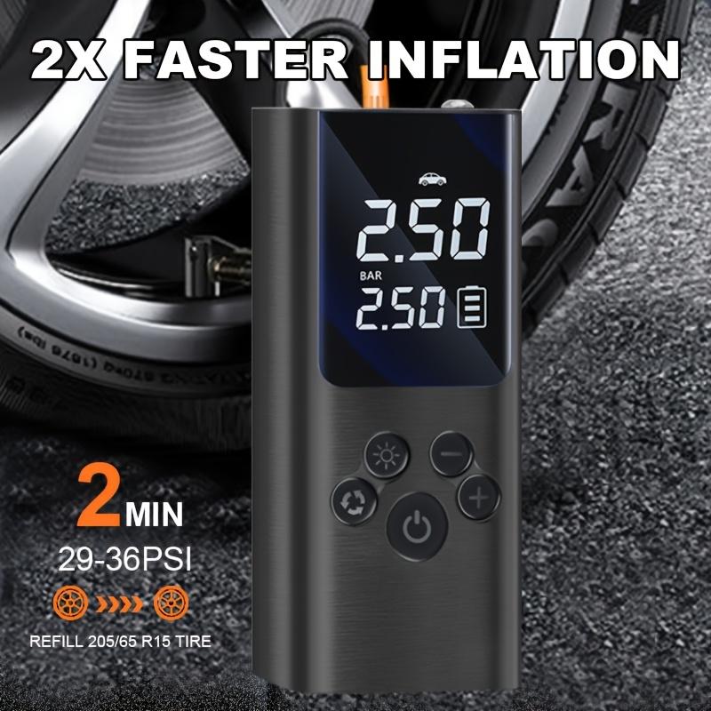150PSI Cordless Tire Inflator Portable Tire Inflator, 150PSI Cordless Air Compressor with Digital Gauge & LED Light, USB Rechargeable, Fast Inflation