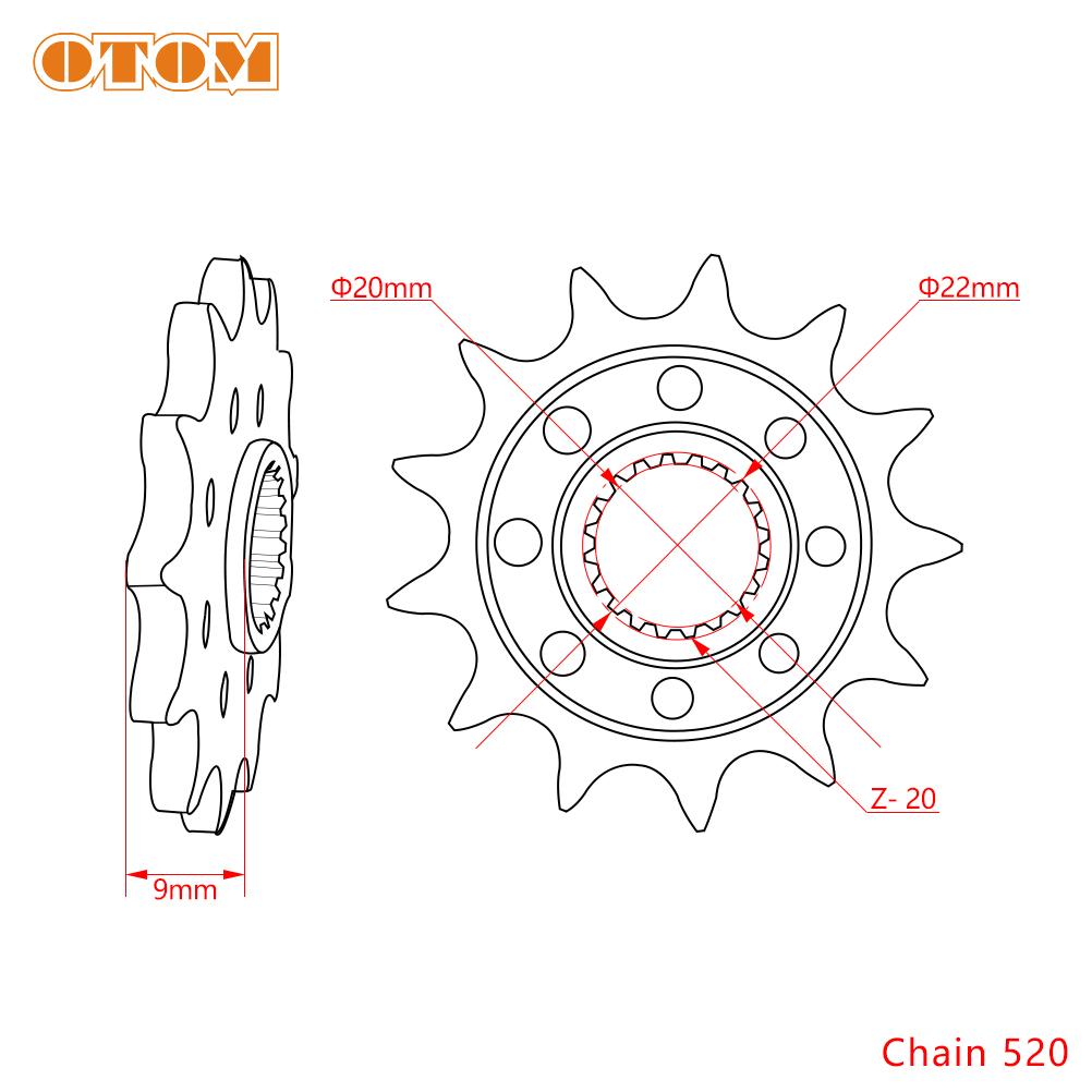 OTOM For KAWASAKI KX250F KX250X Motorcycle Chain Front Sprocket Dirt Bike Enduro Accessories Part 520-13T Engine Forged Sprocket
