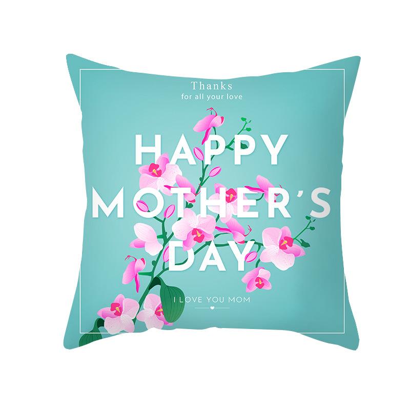 New Mother's Day Printed Pillow Cover Peach Skin Home Sofa Decoration Pillow Bedroom Cushion Pillow Cover