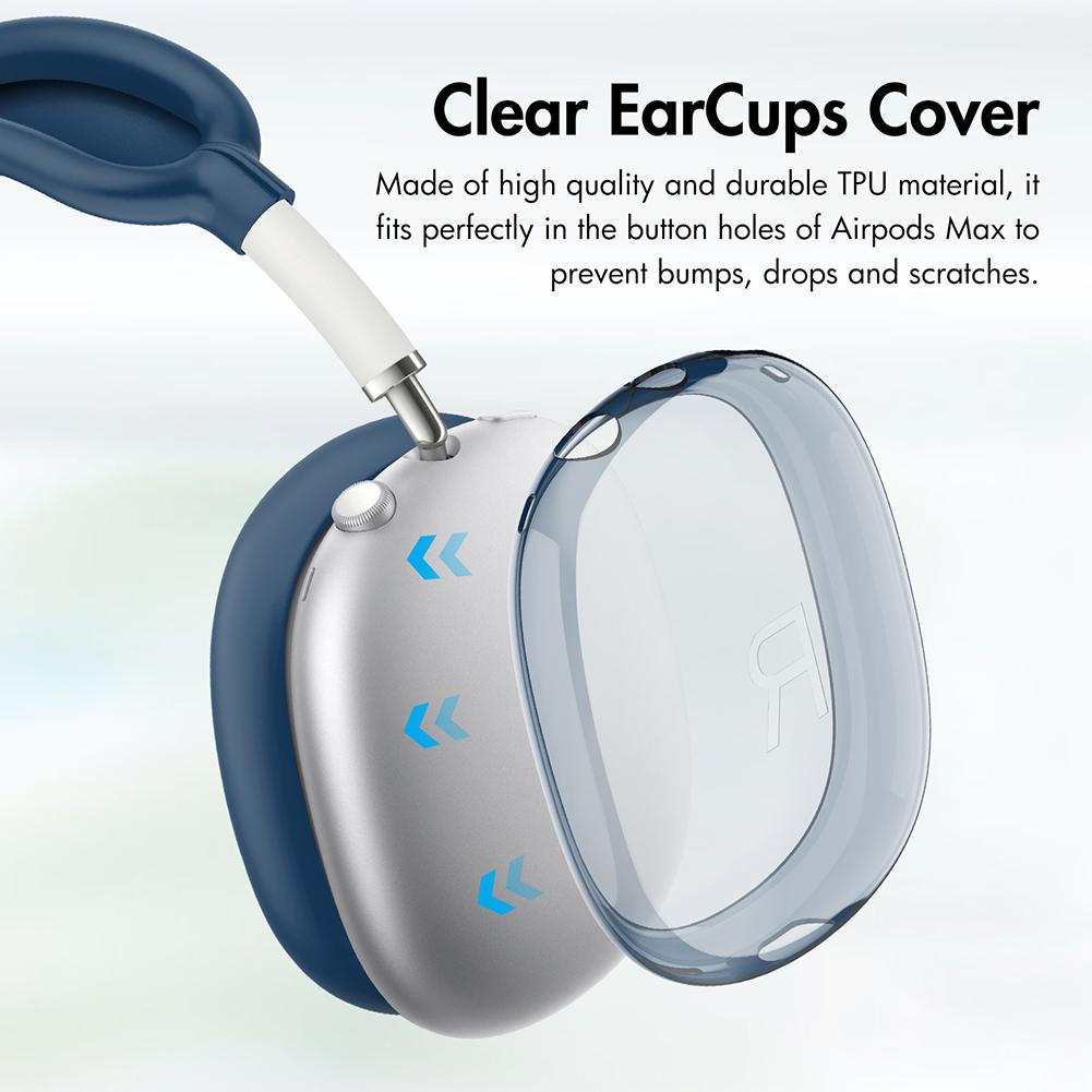 4 in 1 Silicone + TPU Clear Cover Case Shockproof Ear Pad Ear Cups Headband Cover Ear Cushion/Ear Muff Protector for AirPods Max