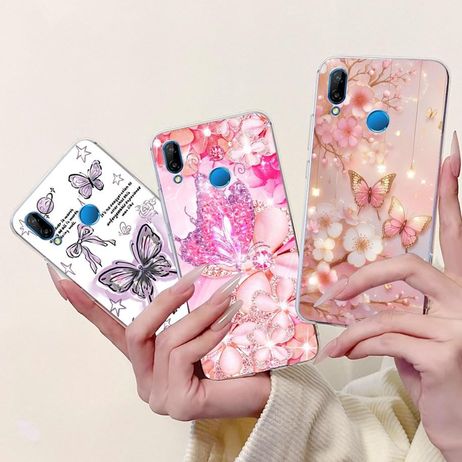 Für Huawei P20 Lite Hülle Beliebte Blume Schmetterling Weiche Klare Silikon Handy Rückseite für Huawei P20Lite Nova 3e ANE-LX1 Bumper