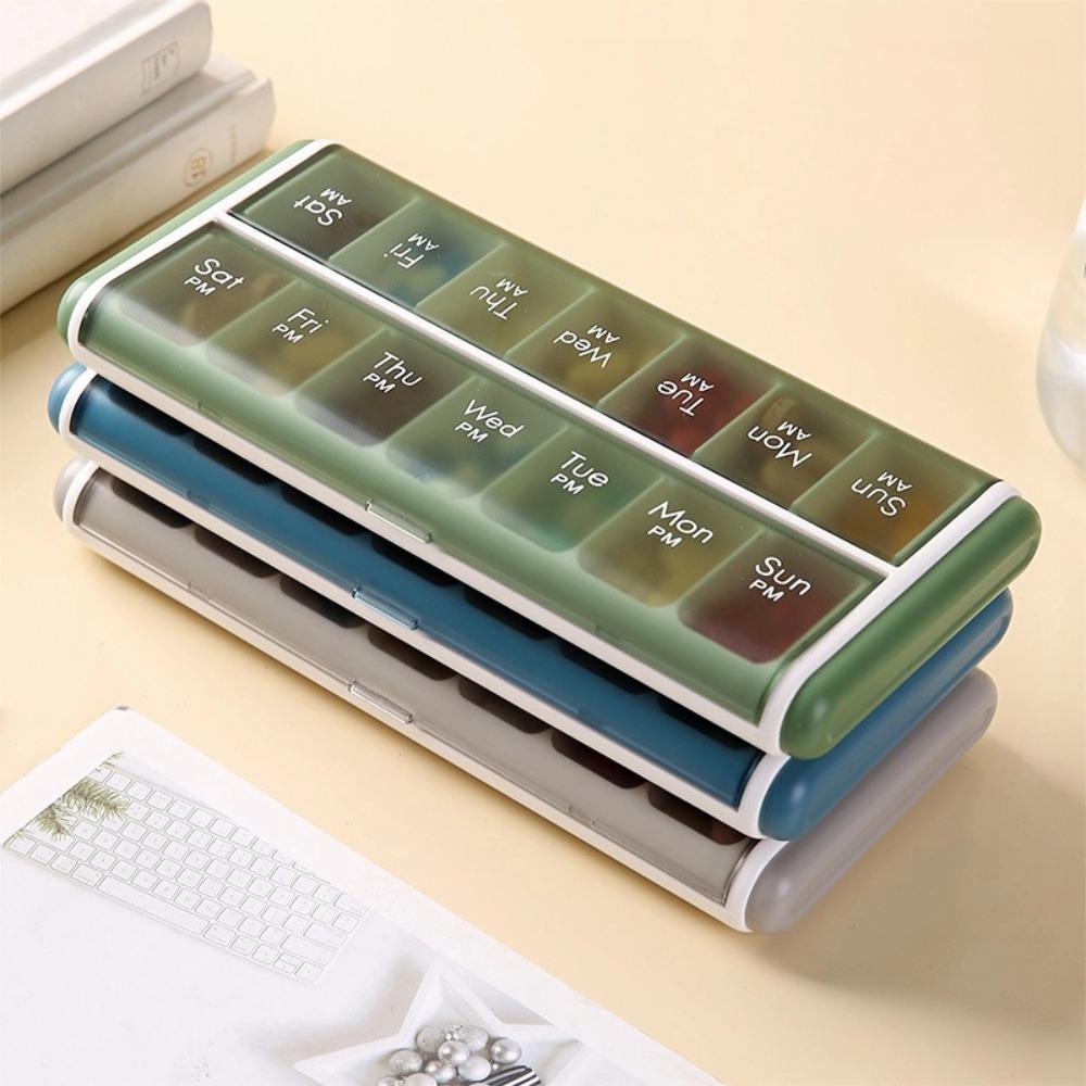 New Weekly Portable Premuim Pill Box Cases Organizer 2 Times A Day 14 Grids Storage for Medicine Vitamin Supplements Fish Oils