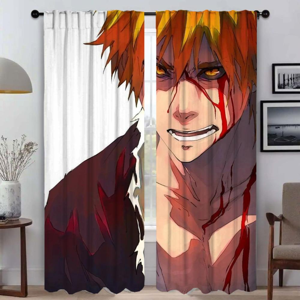 BleachS Kitchen Curtains for Living Room Curtain Partition Anti-mosquito Curtains 2 Pieces Halloween Decoration Shades Blackout