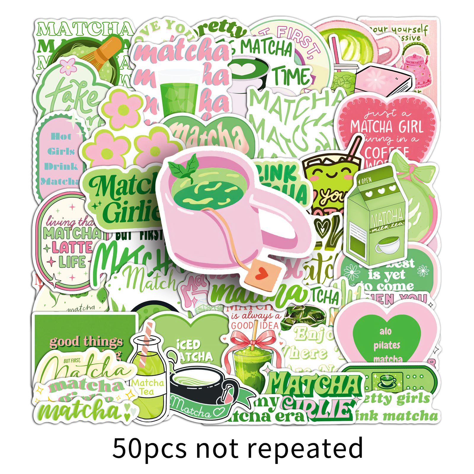 50 стикеров в эстетике Matcha Girl - Милые и художественные для чехлов телефонов и шлемов